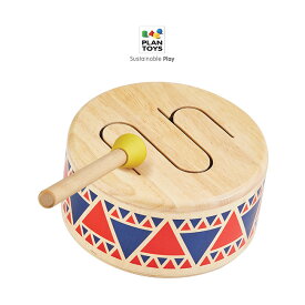 PLAN TOYS プラントイ ソリッドドラム 6404[おもちゃ 木製 木のおもちゃ 音の出るおもちゃ 子供用楽器 楽器 ドラム バチ 木の 太鼓 たいこ 打楽器 音 音楽 知育 キッズ 子供 出産祝い 贈り物 プレゼント お祝い 1歳半 2歳 三歳 3歳]